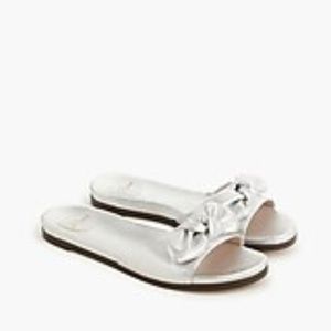 NEW NIB J CREW BEDFORD SILVER SLIDES 11